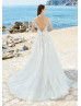 Strapless Ivory Lace Tulle Modern Wedding Dress With Detachable Sleeves